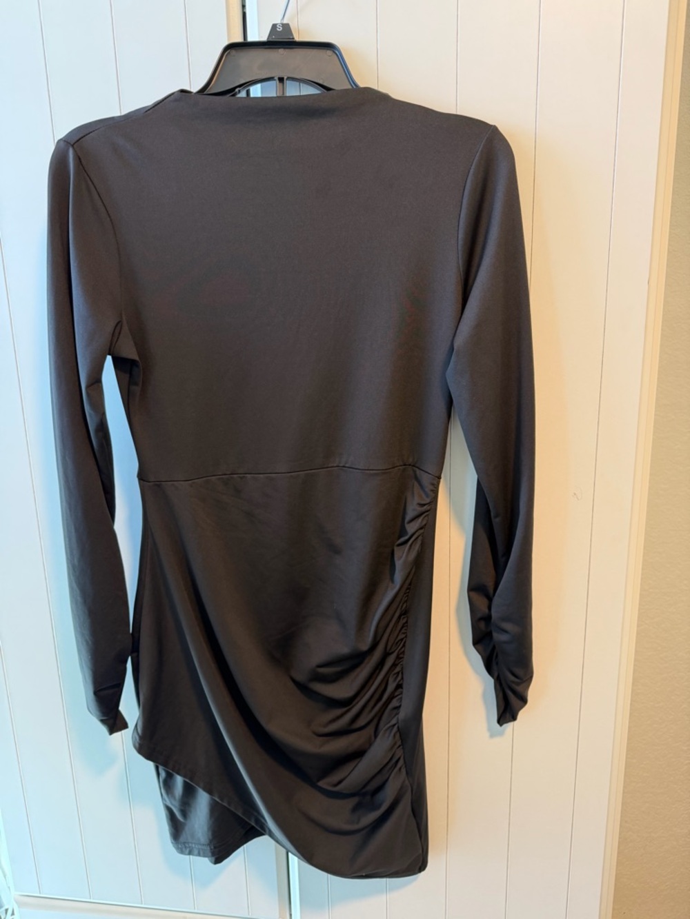 036 Long Sleeve Dress Ruched Side - Black